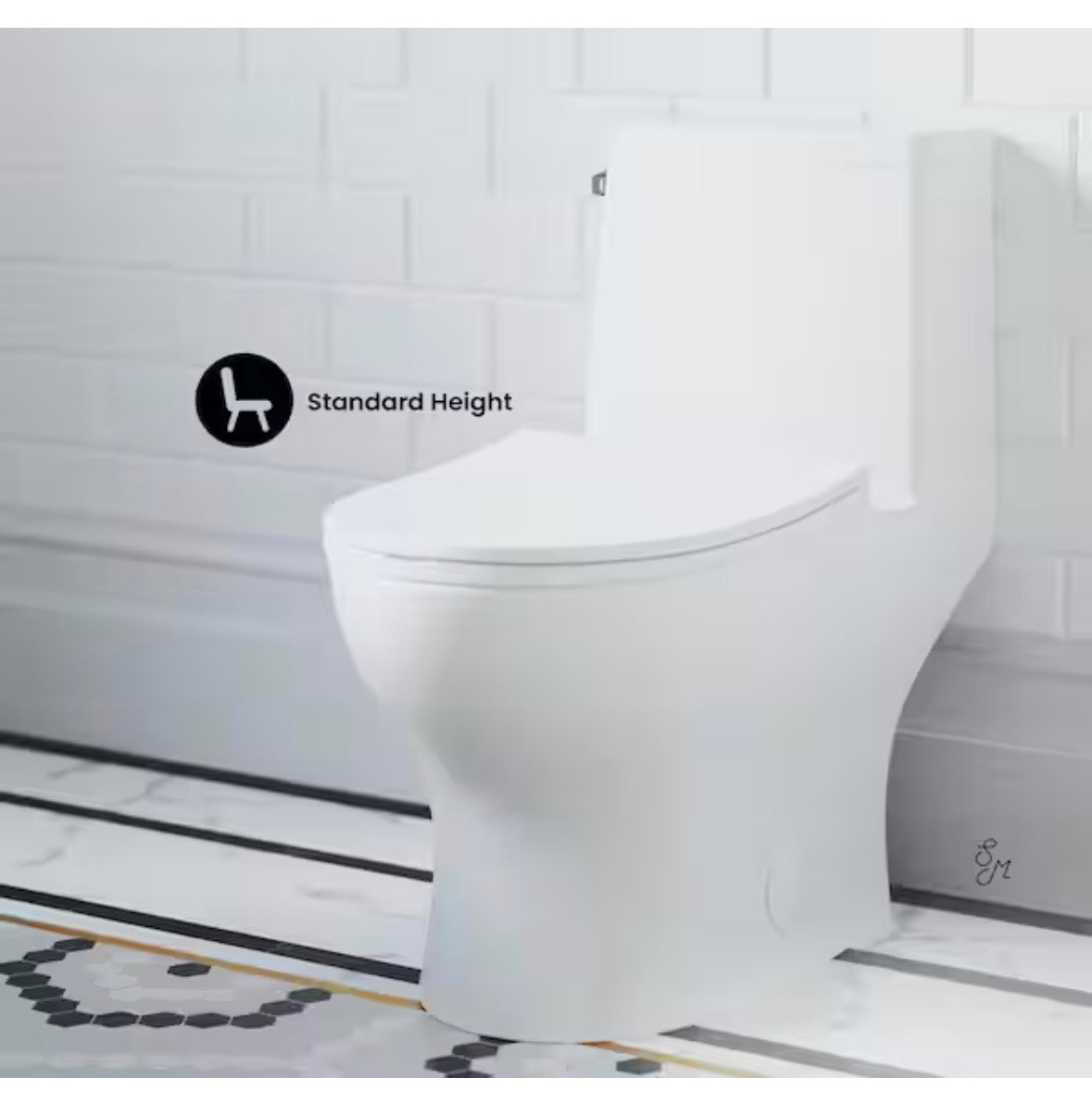 Ivy One-Piece 1.28 GPF Toilet Single Flush Elongated Toilet in Glossy White Seat Included