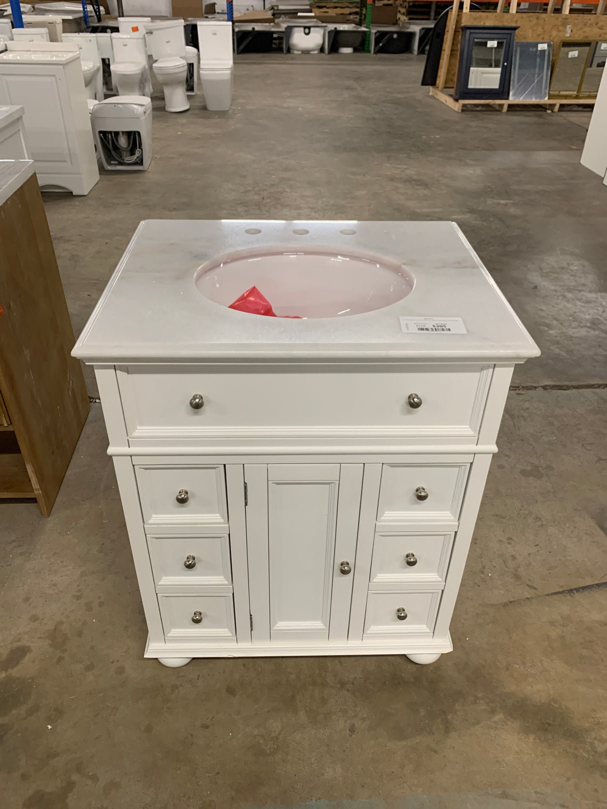 Hampton Harbor 28 in. W x 22 in. D Bath Vanity in White with Natural Marble Vanity Top in White