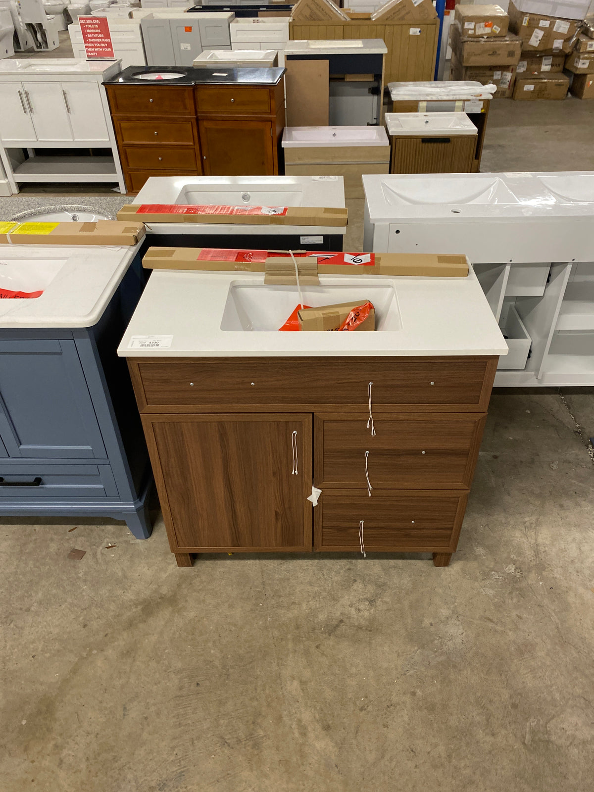 Bilston 36 in. W x 19 in. D x 34 in. H Single Sink Bath Vanity in Spiced Walnut with White Engineered Stone Top