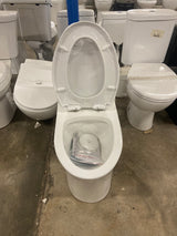 1-piece 0.8/1.28 GPF Dual Flush Elongated Toilet in White Seat Included