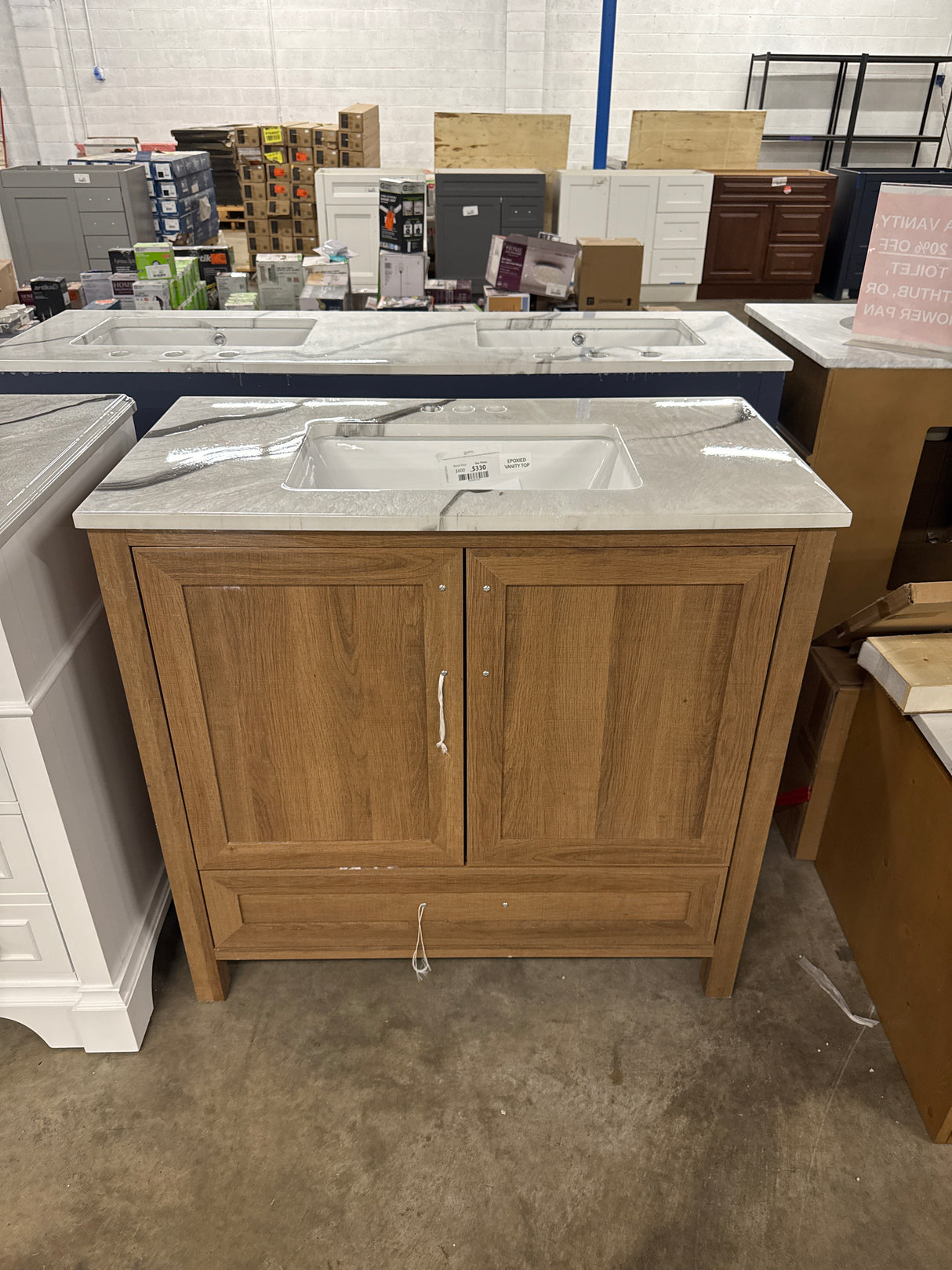 Moorside 36 in. W x 19 in. D x 34.5 in. H Single Sink Bath Vanity in Sweet Maple with White Engineered Stone Top