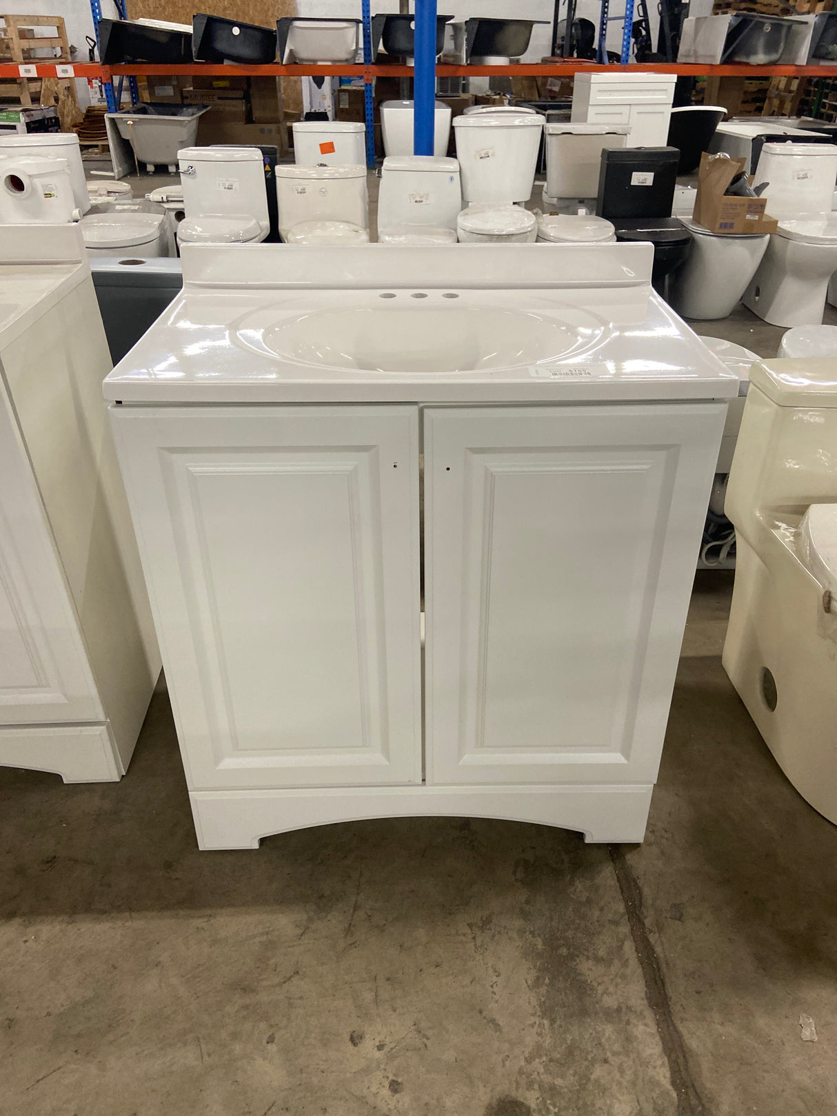 31 in. W x 19 in. D x 35 in. H Single Sink Freestanding Bath Vanity in White with White Cultured Marble Top