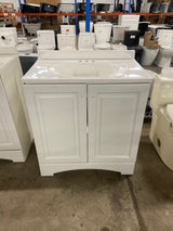 31 in. W x 19 in. D x 35 in. H Single Sink Freestanding Bath Vanity in White with White Cultured Marble Top