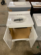 Everdean 25 in. W x 19 in. D x 34 in. H Single Sink Freestanding Bath Vanity in White with White Cultured Marble Top