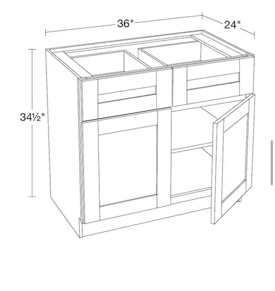 Richmond Vesuvius Gray Plywood Shaker Ready to Assemble Base Kitchen Cabinet Soft Close 36 in W x 24 in D x 34.5 in H