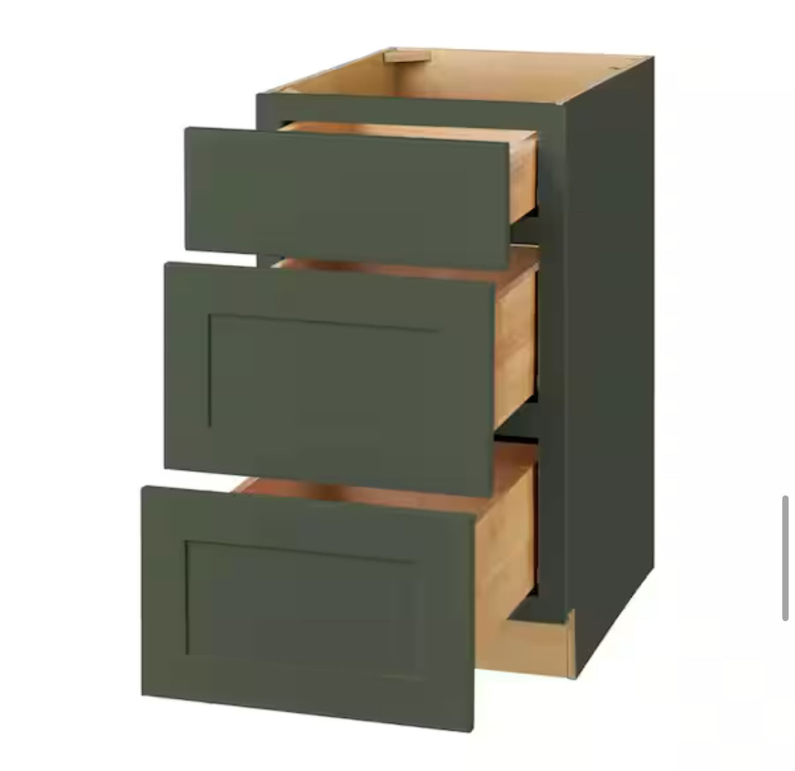 Avondale 18 in. W x 24 in. D x 34.5 in. H Ready to Assemble Plywood Shaker Drawer Base Kitchen Cabinet in Fern Green