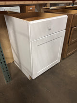 Shaker Satin White Stock Assembled Base Kitchen Cabinet with Ball-Bearing Drawer Glides (24 in. x 34.5 in. x 24 in.)