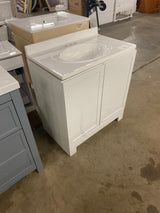 Oakley 31 in. Single Sink White Bath Vanity with White Cultured Marble Top (Assembled)