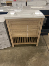 Autumn 30 in. W x 19 in. D x 34 in. H Single Sink Bath Vanity in Weathered Tan with White Engineered Stone Top