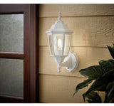 14.37 in. White Dusk to Dawn Decorative Outdoor Wall Light Lantern Sconce
