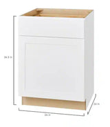 Avondale Shaker Alpine White Quick Assemble Plywood 24 in Base Kitchen Cabinet (24 in W x 24 in D x 34.5 in H)