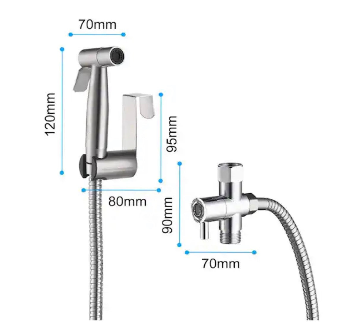 Stainless Steel Handheld Bidet Sprayer Bidet Attachment with Hose for Toilet, Silver Handheld Cloth Diaper Sprayer