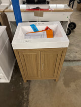 Cargrove 24 in. Single Sink Freestanding Oak Bath Vanity with White Resin Composite Top (Assembled)