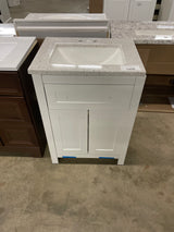 Clady 25 in. W x 19 in. D x 35 in. H Single Sink Freestanding Bath Vanity in White with Silver Ash Cultured Marble Top