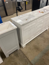 Doveton 60 in. W x 19 in. D x 34.50 in. H Bath Vanity in White with White Cultured Marble Top