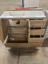 Tobana 42 in. W x 19 in. D x 34.5 in. H Bath Vanity in Weathered Tan with White Cultured Marble Top