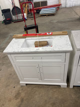 Doveton 36 in. W x 19 in. D x 34.5 in. H Single Sink Bath Vanity in White with White Engineered Stone Top