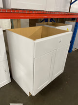 Shaker Satin White Stock Assembled Sink Base Kitchen Cabinet (30 in. x 34.5 in. x 24 in.)