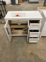 Korra 42 in. Single Sink Freestanding White Bath Vanity with White Engineered Stone Top (Assembled)