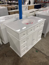 Hampton Harbor 44 in. W x 22 in. D Bath Vanity in White with Natural Marble Vanity Top in White