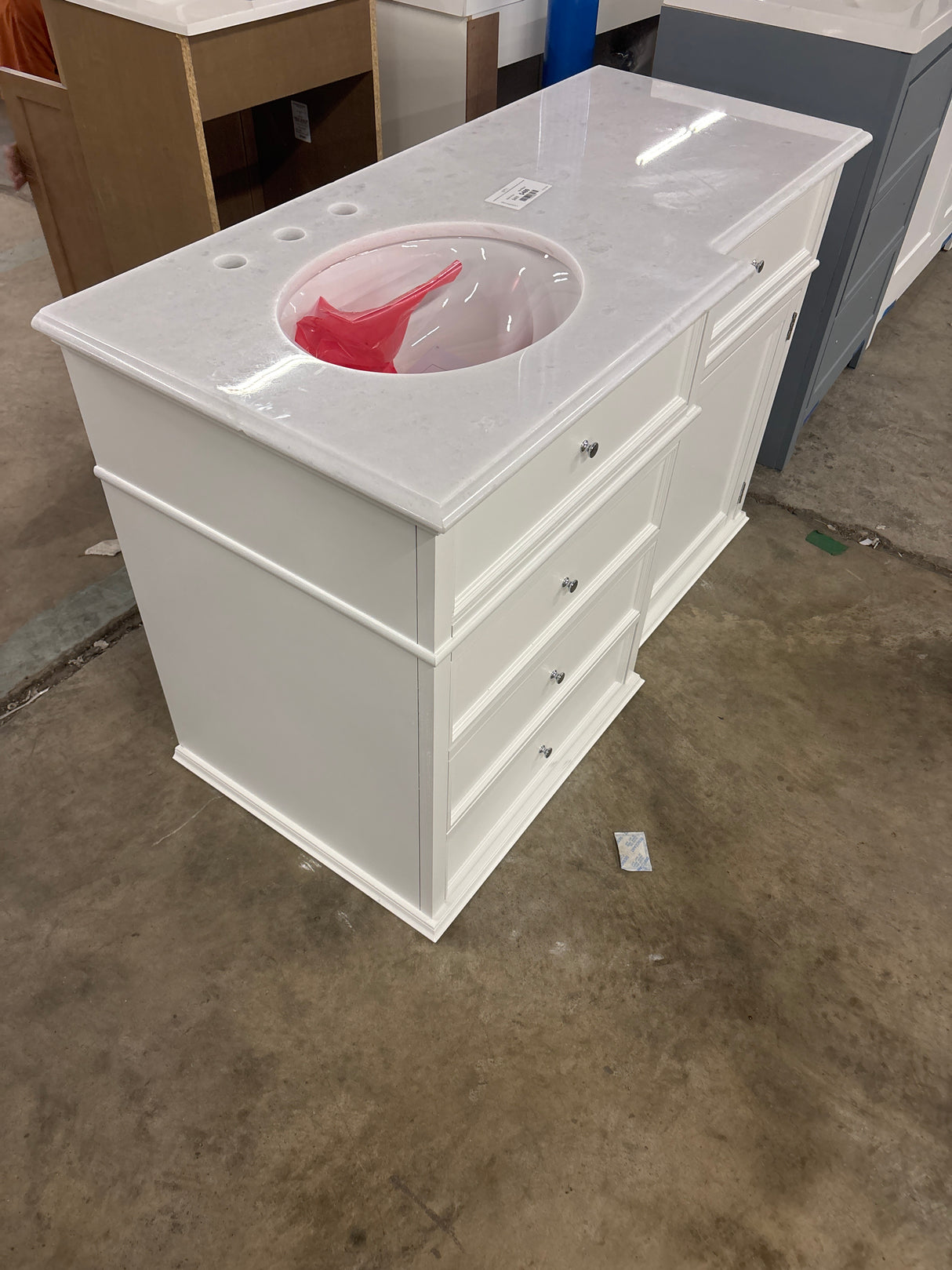Hampton Harbor 48 in. W x 22 in. D Bath Vanity in White with Natural Marble Vanity Top in White