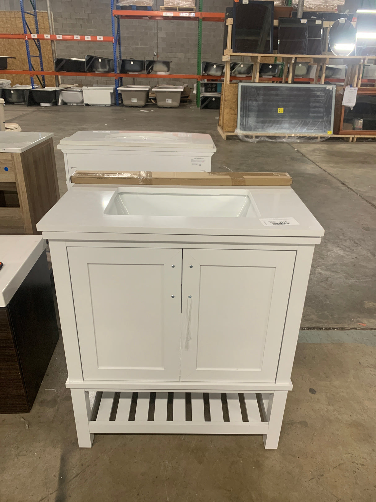 Tupelo 30 in. W x 19 in. D x 34.5 in. H Single Sink Bath Vanity in White with White Engineered Stone Top