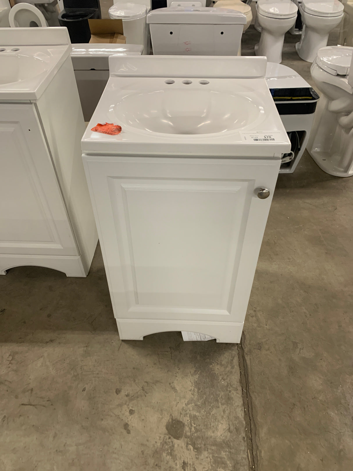 19 in. W x 18 in. D x 34 in. H Single Sink Freestanding Bath Vanity in White with White Cultured Marble Top