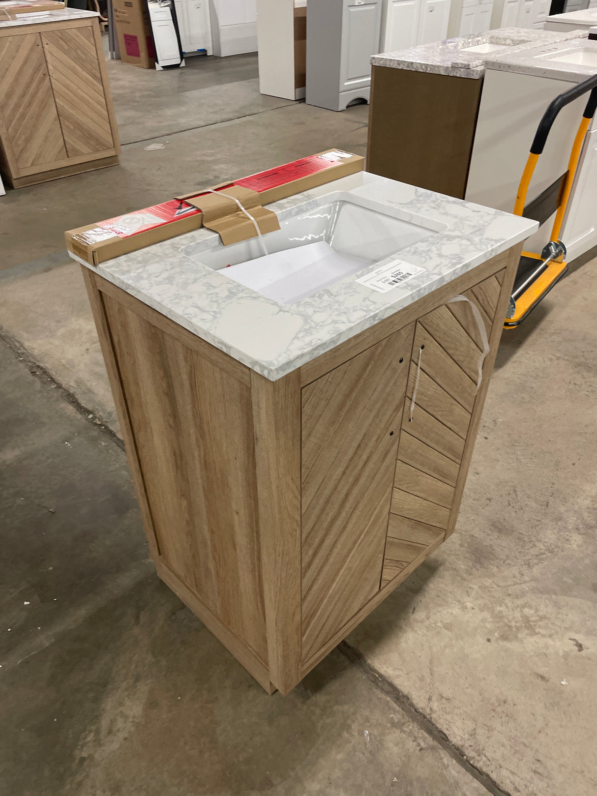 Huckleberry 24 in. W x 19 in. D x 34 in. H Single Sink Bath Vanity in Weathered Tan with White Engineered Marble Top