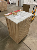 Huckleberry 24 in. W x 19 in. D x 34 in. H Single Sink Bath Vanity in Weathered Tan with White Engineered Marble Top