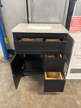 Clady 31 in. Single Sink Matte Black Bath Vanity with White Cultured Marble Top (Comes with 1 Free Toilet or Mirror Valued Up to $100)