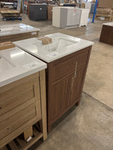 Riley 24 in. Single Sink Freestanding Spiced Walnut Bath Vanity with White Engineered Stone Top (Assembled)