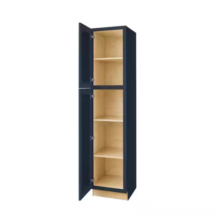Avondale 18 in. W x 24 in. D x 84 in. H Ready to Assemble Plywood Shaker Pantry Kitchen Cabinet in Ink Blue
