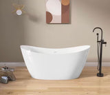 59 in. x 29.5 in. Free Standing Deep Soaking Double Slipper Alone Bath Tub Oval Acrylic Freestanding Bathtubs in White (Cracked)