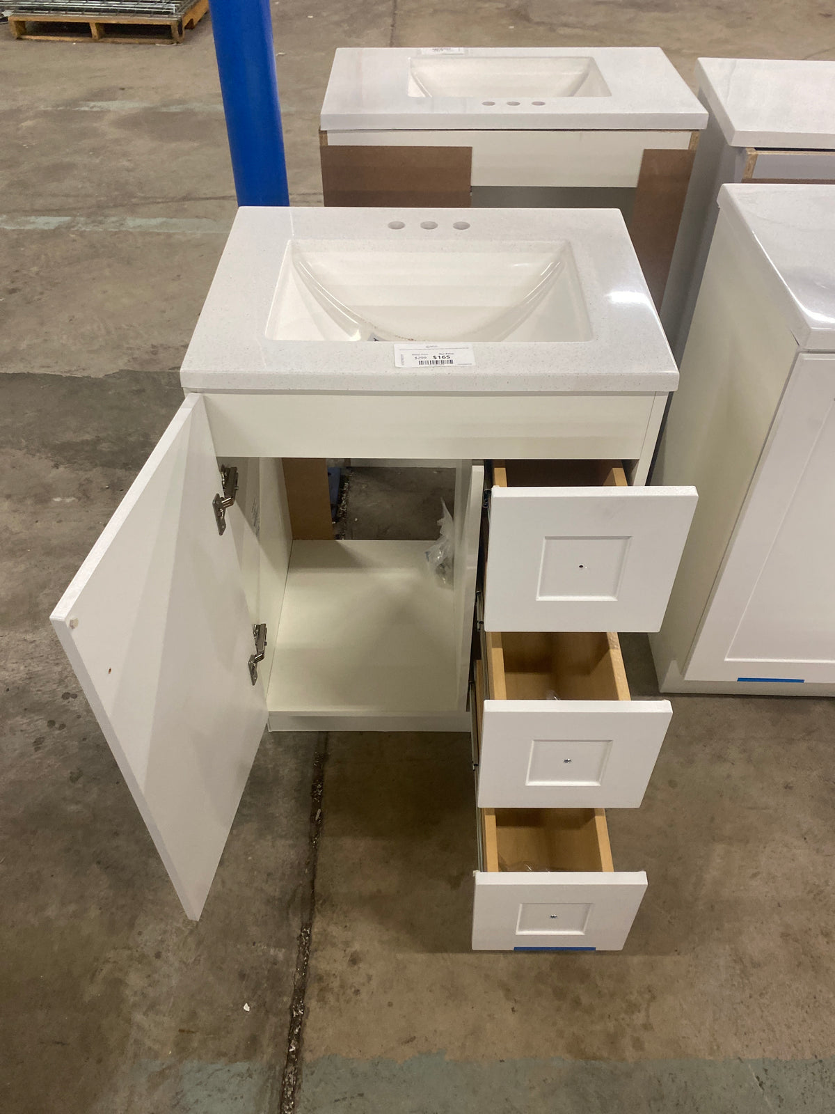 Bannister 24.5 in. W x 18.75 in. D Bath Vanity in White with Cultured Marble Top in Colorpoint White with White Sink