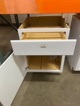 Hampton 24 in. W x 24 in. D x 34.5 in. H Assembled Base Kitchen Cabinet in Satin White with Drawer Glides