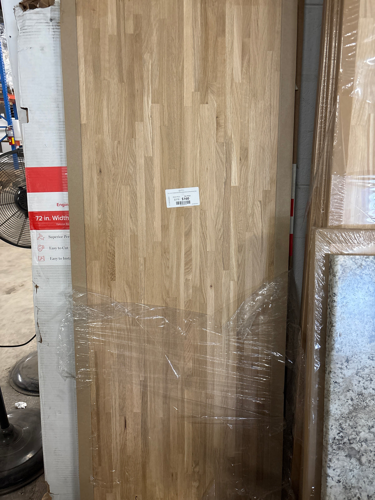 6 ft. L x 25 in. D Unfinished Oak Solid Wood Butcher Block Countertop with Eased Edge