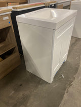 Everdean 25 in. W x 19 in. D x 34 in. H Single Sink Freestanding Bath Vanity in White with White Cultured Marble Top