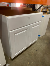Hampton 36 in. W x 24 in. D x 34.5 in. H Assembled Sink Base Kitchen Cabinet in Satin White
