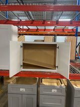 Shaker Satin White Stock Assembled Wall Bridge Kitchen Cabinet (30 in. x 23.5 in. x 12 in.)