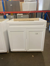 Designer Series Melvern Assembled 33x34.5x23.75 in. Full Height Door Base Kitchen Cabinet in White