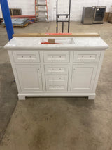 Doveton 48 in. W x 19 in. D x 34 in. H Single Sink Bath Vanity in White with White Engineered Marble Top