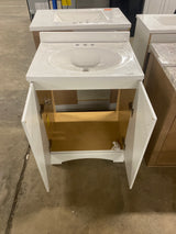 Everdean 25 in. W x 19 in. D x 34 in. H Single Sink Freestanding Bath Vanity in White with White Cultured Marble Top