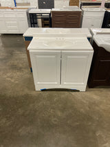 Glacier Bay 36 in. W x 19 in. D x 35 in. H Single Sink Freestanding Bath Vanity in White with White Cultured Marble Top