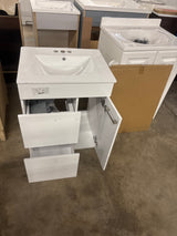 Treviso 24in. W x 18in. D x 33.5in. H Single Sink Bath PVC Vanity in White with White Basin Top and Framed Mirror