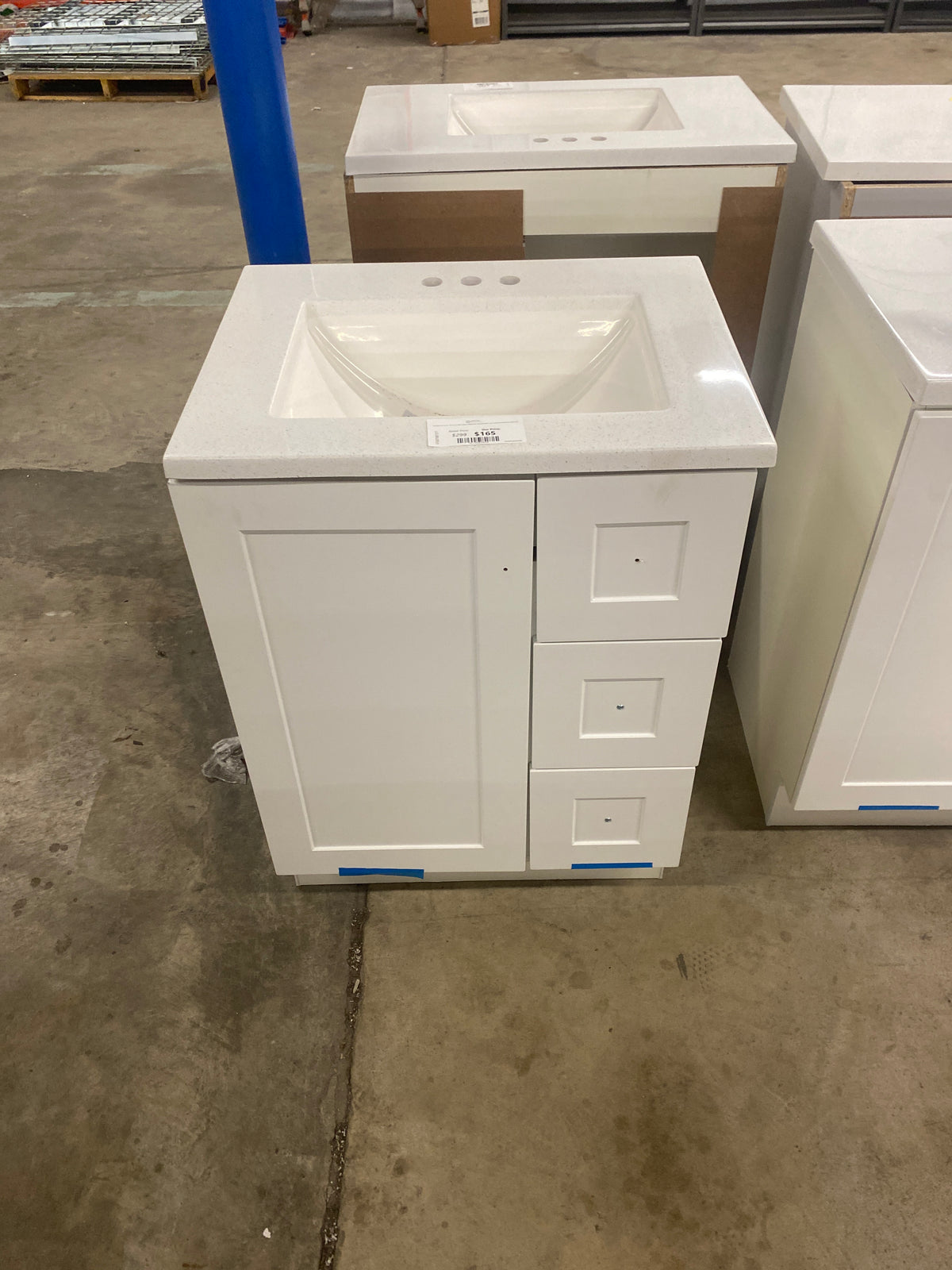 Bannister 24.5 in. W x 18.75 in. D Bath Vanity in White with Cultured Marble Top in Colorpoint White with White Sink