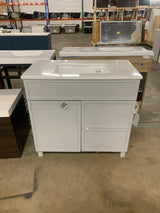 Bilston 36 in. W x 19 in. D x 34 in. H Single Sink Bath Vanity in Dove Gray with White Engineered Stone Top