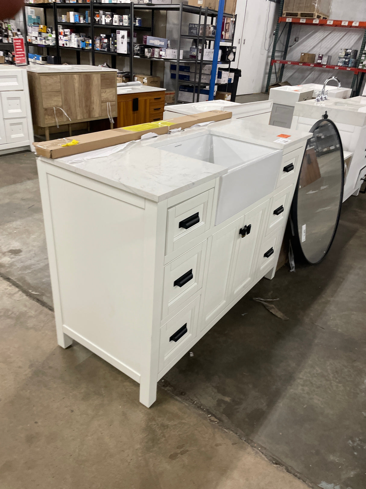 Richfield 49 in. Single Sink Freestanding White Bath Vanity with White Engineered Stone Top and Backsplash Assembled