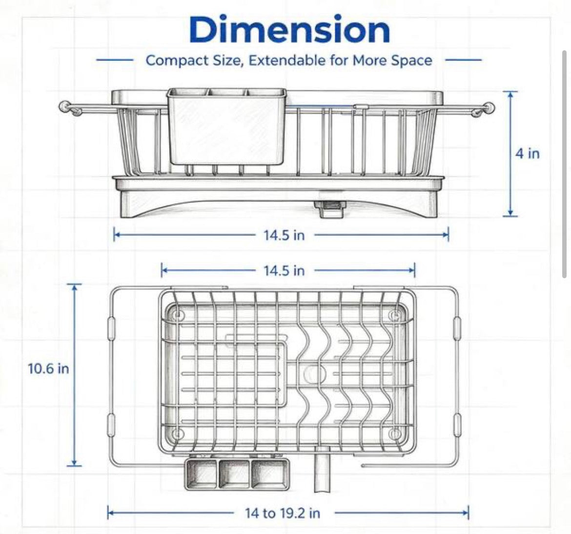 Roll Up Over Sink Dish Drying Rack with Utensil Baskets, Foldable Collapsible Dish Rack for Kitchen Space Saving, Grey