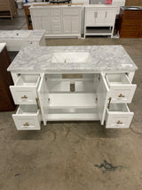 Sturgess 49 in. Single Sink White Bath Vanity with White Carrara Marble Top (Assembled)