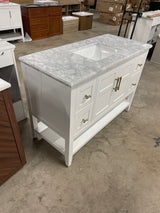 Sturgess 49 in. Single Sink White Bath Vanity with White Carrara Marble Top (Assembled)